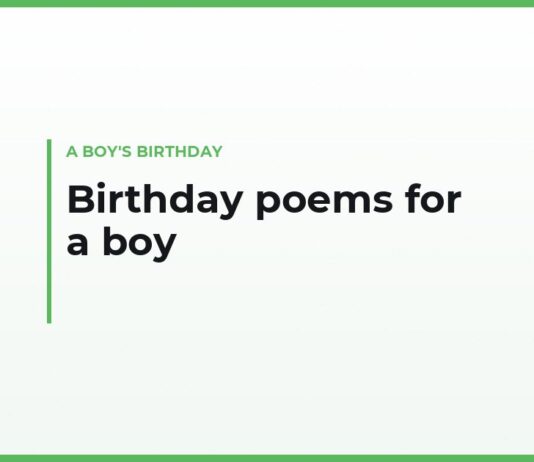 Birthday poems for a boy — short rhymes by age, from Mom and Dad, from grandparents, and longer verses to read out at the party