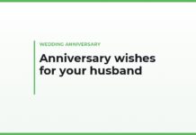 Wedding anniversary wishes for your husband — short lines for the card, the first years, silver, ruby and golden, and a message to send during his day